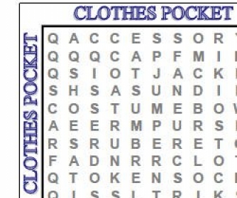 Clothes Pocket Wordsearch