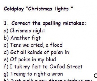 Song Worksheet "Christmas Lights" by Coldplay (WITH VIDEO)