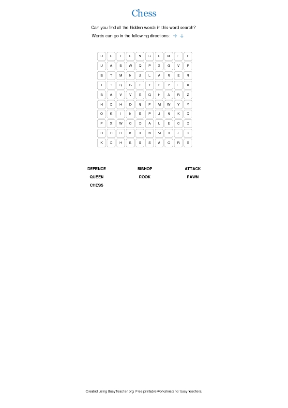 Chess Word Search