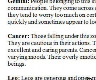 Horoscope Personality Traits Worksheet