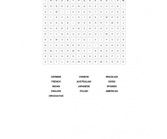 Nationalities Word Search
