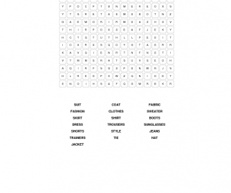 Clothes & Fashion Word Search