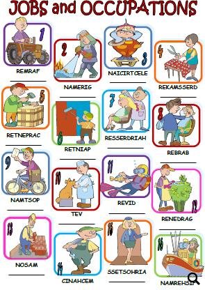 jobs and occupations word jumble activity