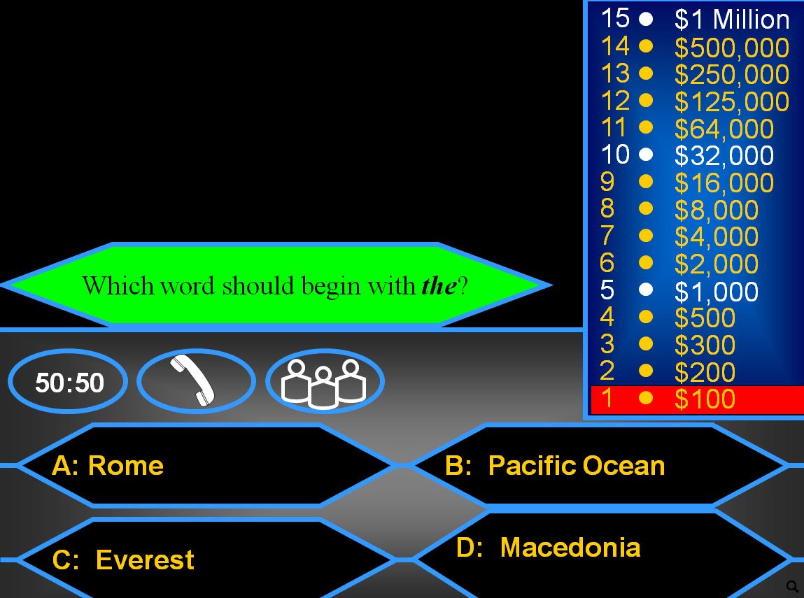 powerpoint template who wants to be a millionaire