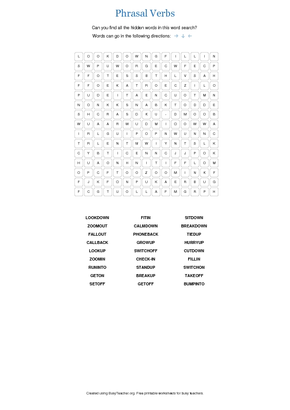 Phrasal Verbs Word Search