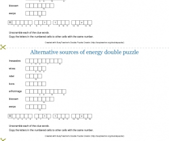 Alternative Sources of Energy Double Puzzle