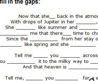 Song Worksheet: Drops of Jupiter by Train [WITH VIDEO]