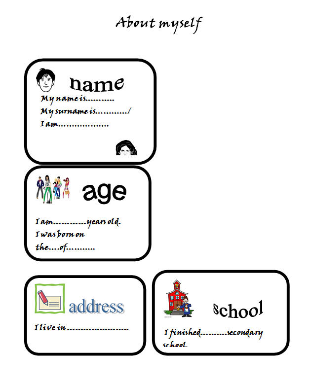 for writing english kindergarten worksheet Worksheet About Introduction Myself: