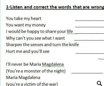 Song Worksheet: Maria Magdalena by Sandra [WITH VIDEO]