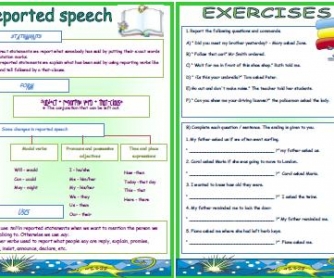 reported speech verb patterns exercises pdf