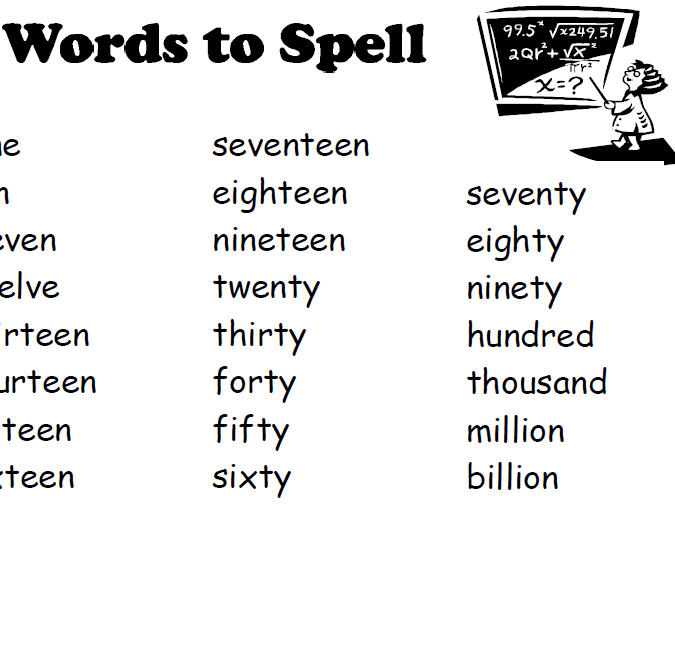 Number Words to Spell.