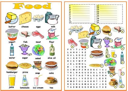 food worksheet