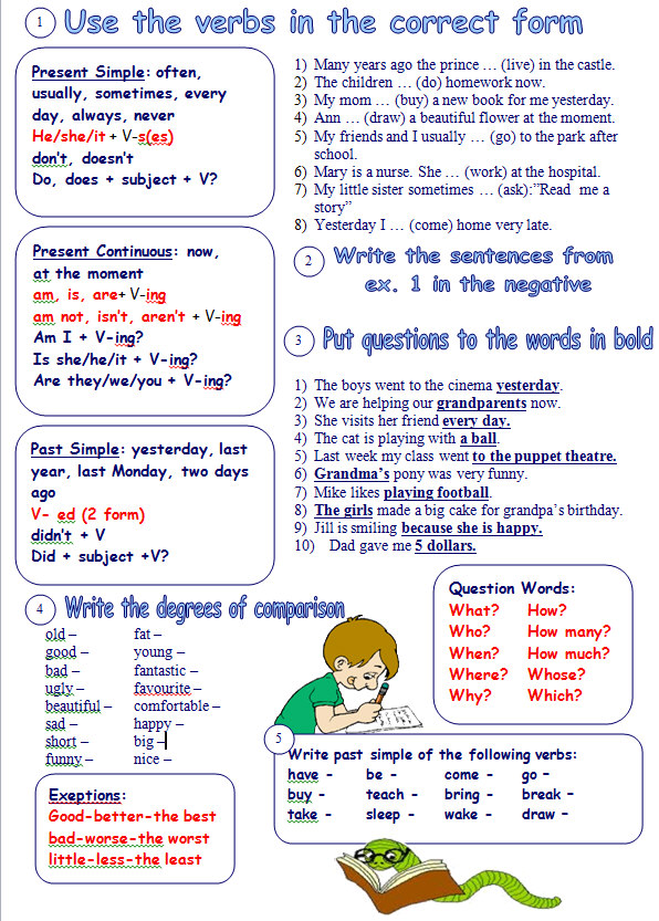 exercise english grammar f.2 Mixed Tenses Grammar Exercises: Review