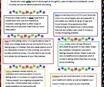 Personality Adjectives: Reading Worksheet