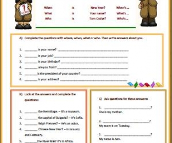 WH-Question Words Worksheet