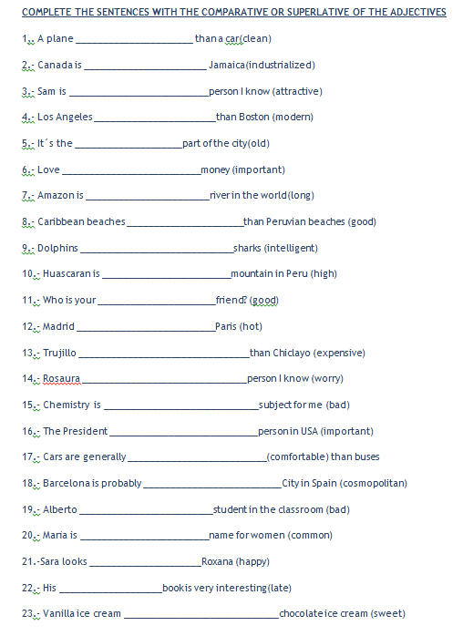 comparativesuperlative worksheet