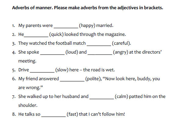 Adverbs Of Manner