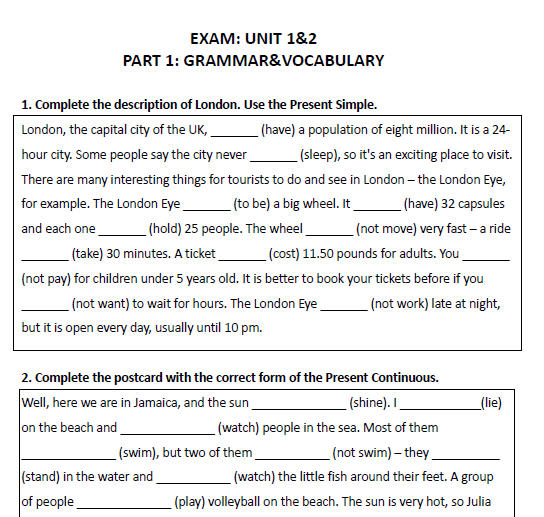 sample-high-school-grammar-exam