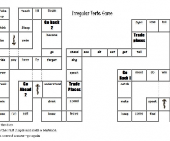 Irregular Verbs Game Board