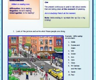 Present Continuous Elementary Worksheet