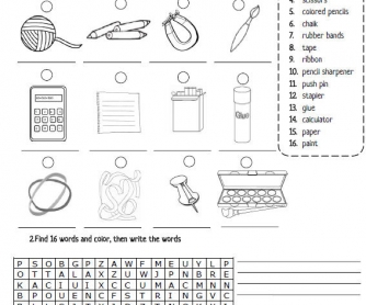 Classroom Objects Practice Sheet