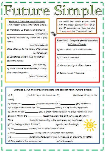 Future simple worksheets