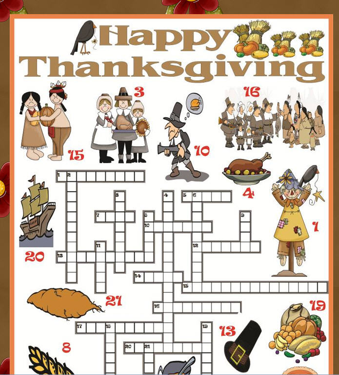 Printable Thanksgiving Crossword Printable Word Searches