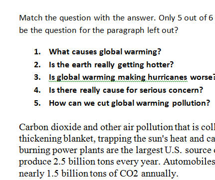 global warming worksheet