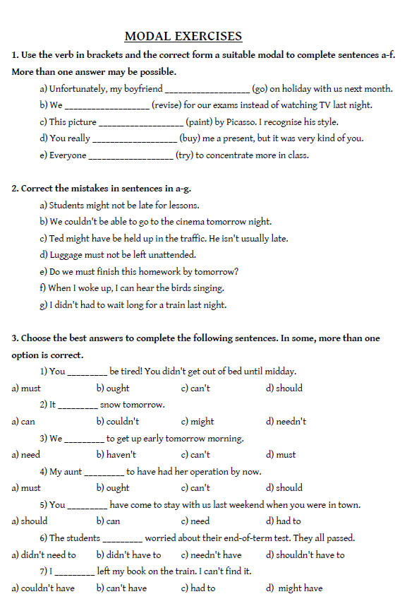 modal verbs exercise