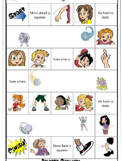 printable games kindergarten reading the of Body Parts Boardgame