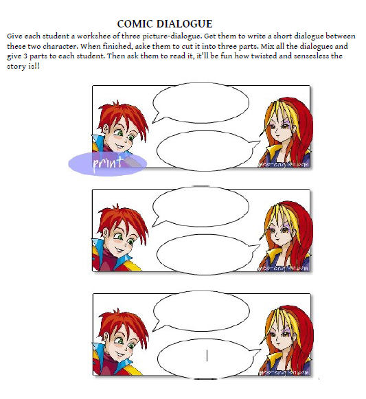 comic-dialogue-primary-worksheet