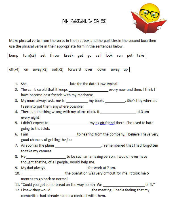 Phrasal Verbs Intermediate Worksheets