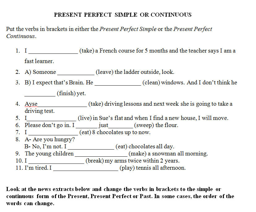 Present Perfect Continuous Exercises. Упражнения с ...