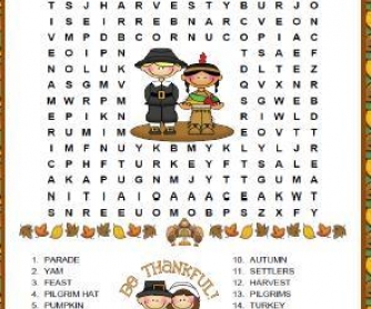 Thanksgiving Wordsearch Puzzle