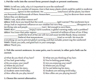 Grammar Exam Sheet: Pre-Intermediate (adult learners)