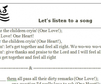 Song Worksheet: One Love by Bob Marley
