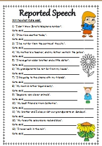 reported speech worksheet with answers