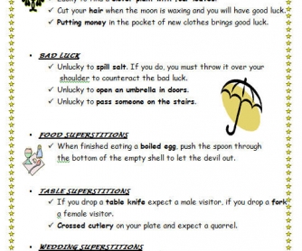 British Superstitions Worksheet