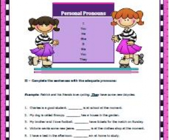 Personal Pronouns Elementary Worksheet II