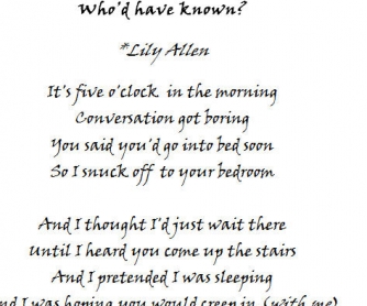 Song Worksheet: Whod Have Known? by Lily Allen