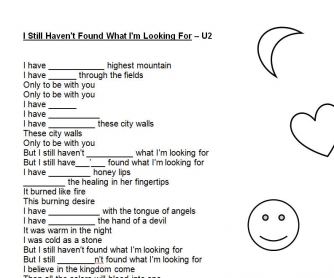 Song Worksheet: I Still Haven't Found What I'm Looking For by U2