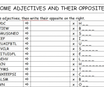 Adjectives and Their Opposites