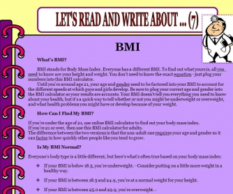 Let's Read and Write About: BMI [Body Mass Index]