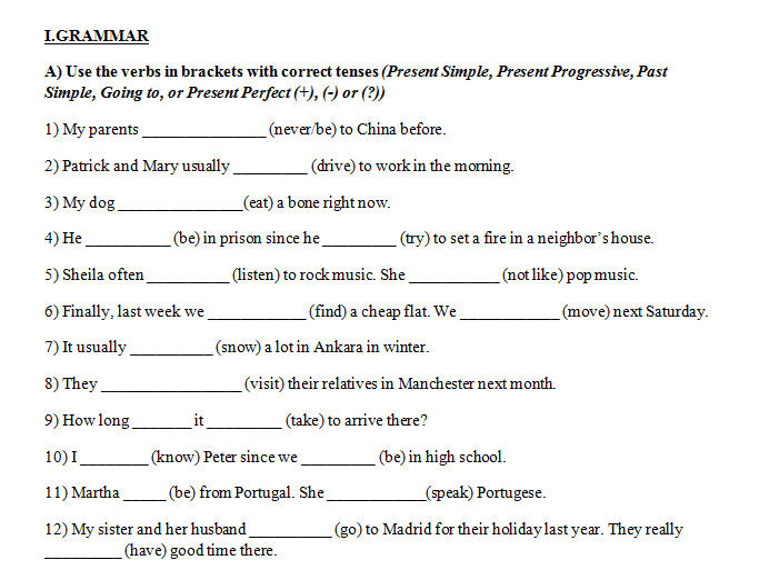 Mixed Verb Tenses And Vocabulary Elementary Worksheet