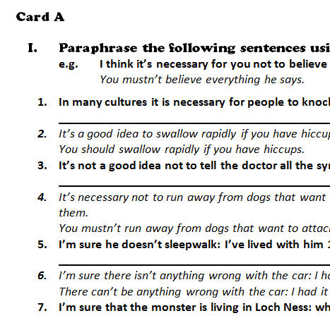 paraphrasing example exercises