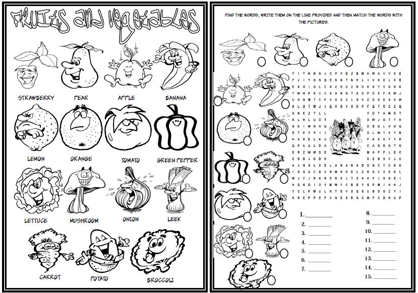 fruits and vegetables worksheet