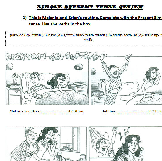 Simple Present Tense Examples Worksheet With Answers