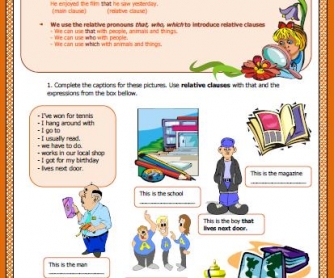 Relative Pronouns and Relative Clauses Worksheet