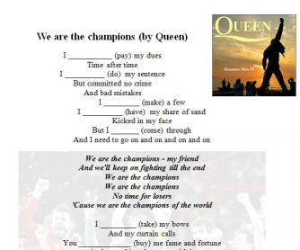 Song Worksheet: We Are The Champions by Queen