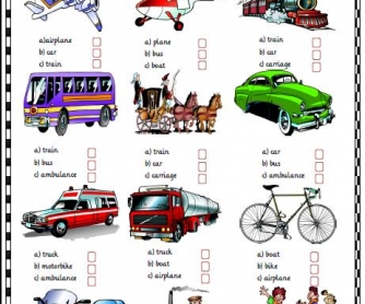 Means of Transport Multiple Choice Activity